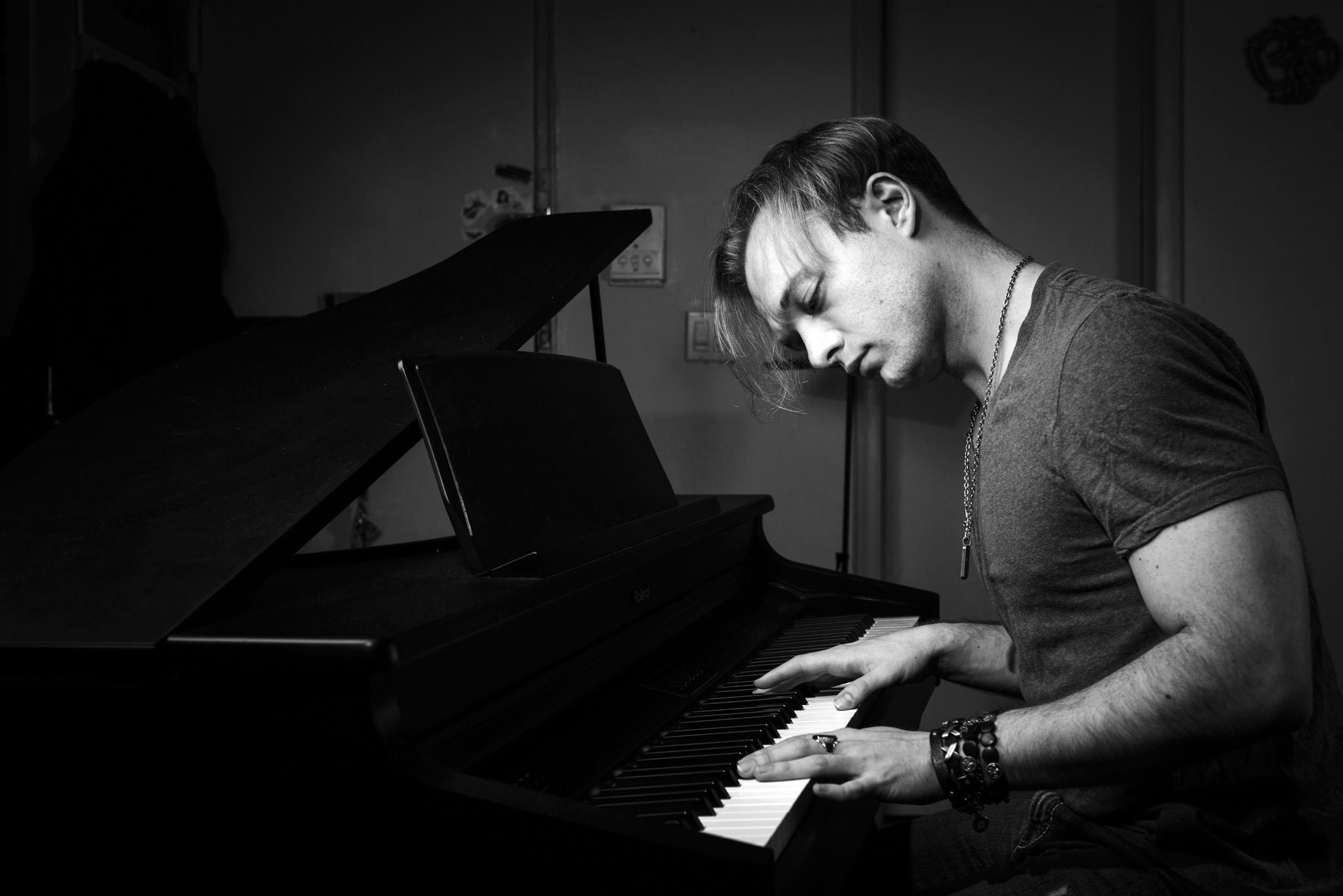 Justin at piano